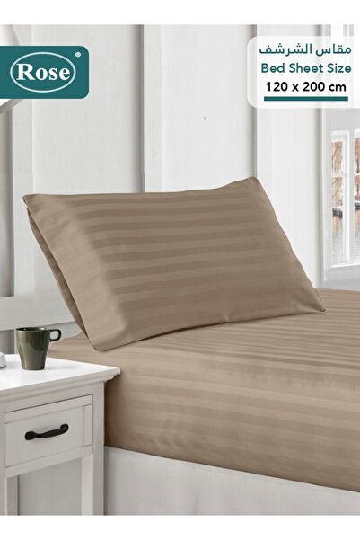 Rose Hotel Stripe Fitted Sheet & Pillowcase(s) Set, Premium Microfiber, Singl...