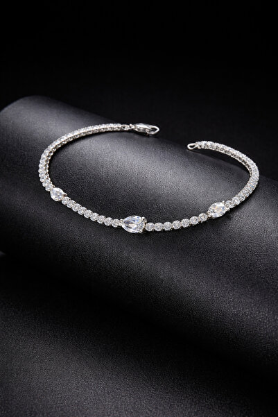 OSMANLI GÜMÜŞ Kadın Gümüş Bileklik - Lucy Model Zirkon Taşlı Damla Model Bile...