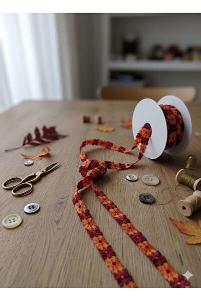 satab Fransız Rokoko Kurdele /Dekoratif Şerit 10mm Bordo 25Metre