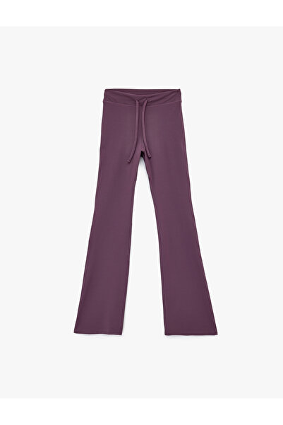 Koton High Waist Lace-Up Flared Stitch Detail Sports Leggings