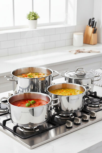 Masterchef 8 Parça Paslanmaz Çelik İndiksiyon Tabanlı Tencere Seti – 24 / 24 ...