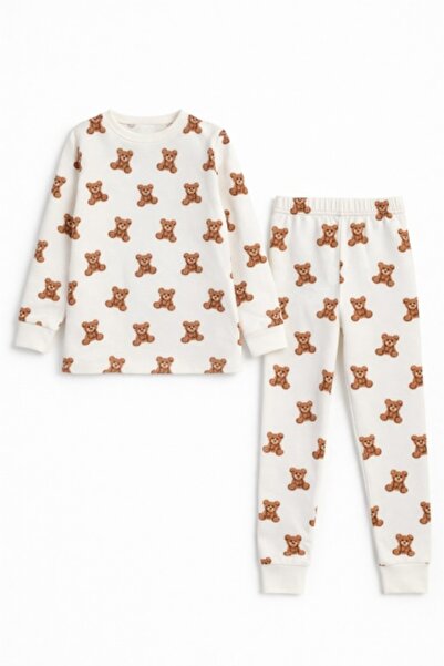 Superbaby Παιδική λευκή πιτζάμα 2 τεμαχίων, βαμβάκι, με σχέδιο αρκουδάκι, σετ...