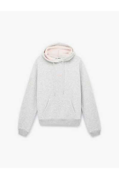 Koton Viscose Blended Kangaroo Pocket Lace Detailed Hooded Sweatshirt