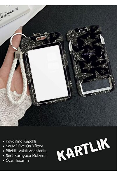 TATA CRAFT Kimlik Kart Tutucu Anahtarlık Sert Pvc Şeffaf Pencereli Kart Korum...