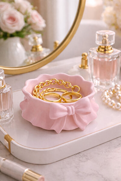 Miolette BowAura – Fiyonklu Dekoratif Anahtarlık & Organizer Kase (12×12 cm)