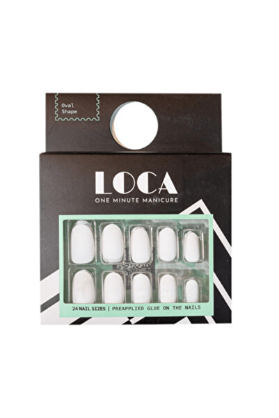 loça Loca press on nails white matte oval shape