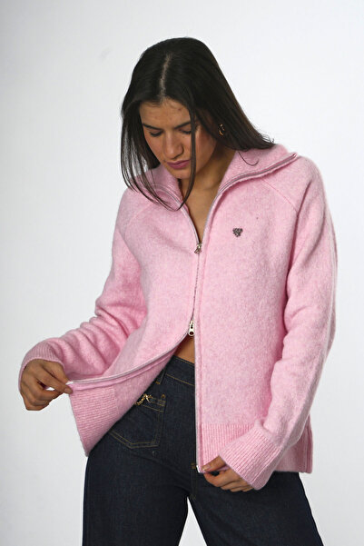 ABBRA Women's Zippered Knitwear Cardigan