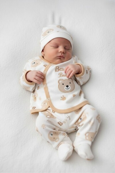 BUUFUU Koala Printed Bereli Baby Long Sleeve 3-Piece Bodysuit Bottom Top Set