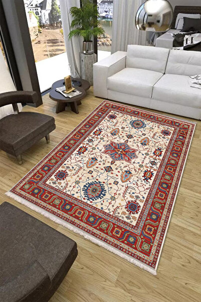 Yıkanabilir Kaymaz Taban Halı Anadolu Motifli Otantik Kilim Desenli Salon,Mutfak Halısı ve Yolluk