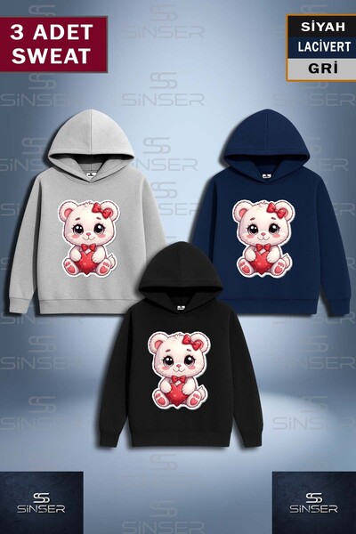 SS SİNSER Φούτερ με κουκούλα με στάμπα SWEAT 3LU "KEDI SEVIMLI KALP PEMBE"