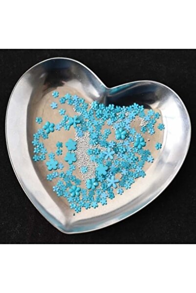 Pink Nails 3D Nail Art Flower Decoration Set Caviar Turquoise Silver