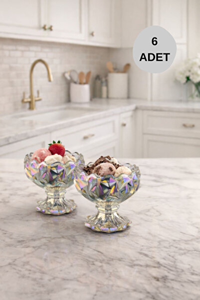 rova tr Titanyum Kaplama Bohemia Serisi Lüks Cam Dondurmalık - Çerezlik - Süt...