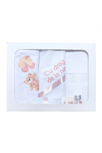 Flashmarket Christening set with teddy bear, printed, 6 pieces, FLSH