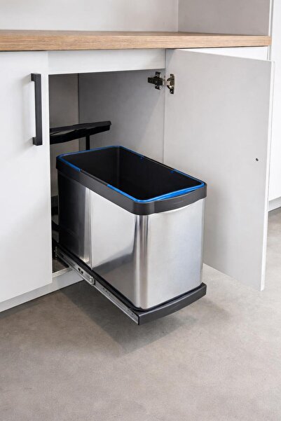 Gürdal Moderno Paslanmaz Raylı Çöp Kovası 24 Lt