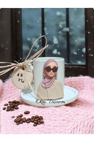 oksukokulutaş Turkish Coffee Cup with Hijab
