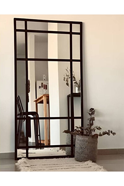 VALUE Large wall mirror 180x80 cm with a black metal frame | Modern window-sh...