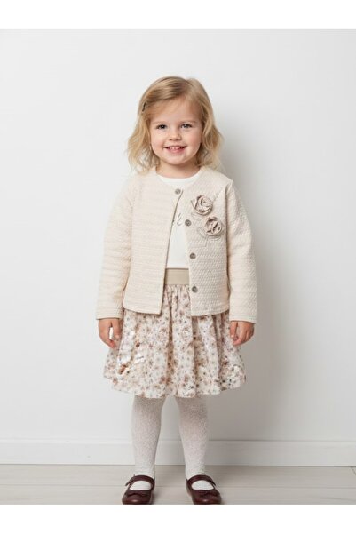 Baby Rose Tiny Flower Printed Cardigan Sweet Skirt 3-Piece Set