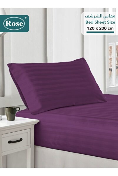 Rose Hotel Stripe Fitted Sheet & Pillowcase(s) Set, Premium Microfiber, Singl...