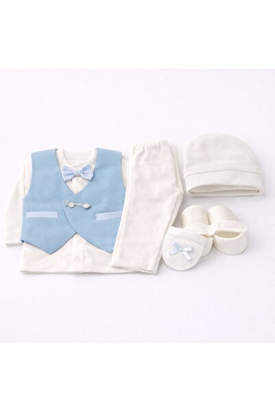 kizu Set elegant de botez pentru bebeluș băiețel, alb crem, 0-3 luni