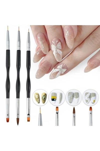 Pink Nails Set of 3 Double Brushes