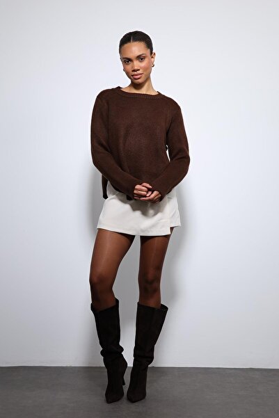 Antioch Brown Button Detailed Knit Sweater