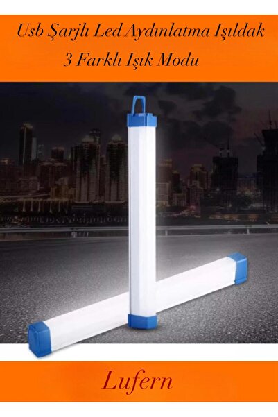 Lufern Uzun Ömürlü USB Şarjlı LED Aydınlatma Işıldak 3 Farklı Işık Modu Çadır...