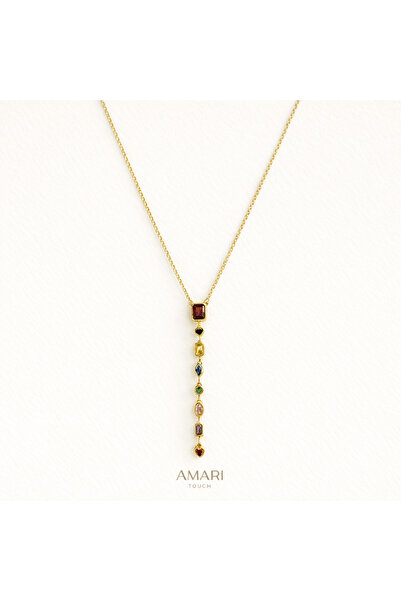 Amari Kırmızı Taşlı Y Kolye