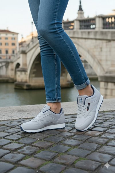 VELLINA Women's Ice Navy Blue Lace-Up Casual Comfortable Sole Comfortable Soft Walking Daily Sneaker Sports Shoes