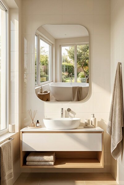 meDDex 80X60 Banyo Antre Hol Koridor Makyaj Duvar Salon Aynası