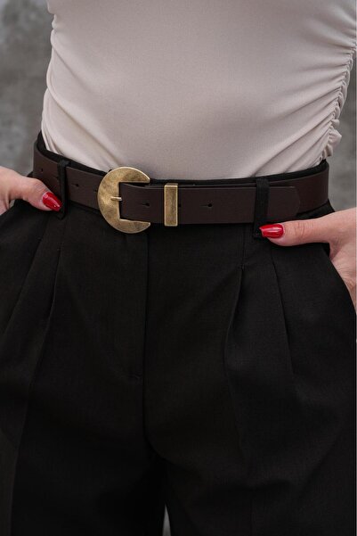 Desre Moda Oval Buckle Women's Belt Dress Belt Coat Belt Trouser Belt