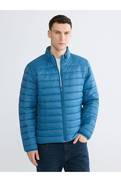 LC Waikiki Ανδρικό πουπουλένιο παλτό Blue Standard Mold ψηλός λαιμός