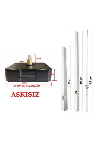 EXİZ TİCARET Askısız 14 mm Akar Sessiz Duvar Saati Mekanizması -Metal akrep-y...