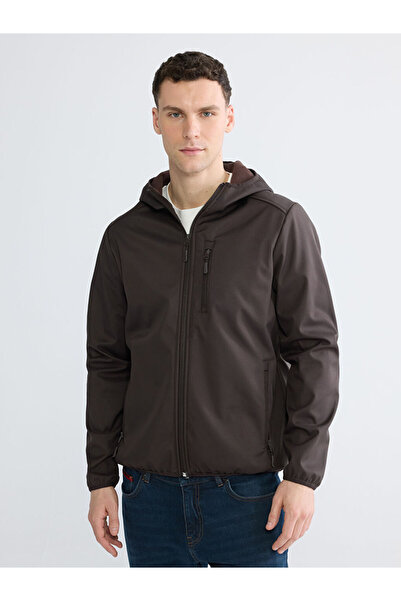 LC Waikiki Καφέ Standard Fit Ανδρικό παλτό με κουκούλα