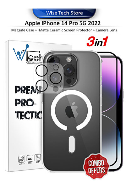 Wtech Apple iPhone 14 Pro 3in1 Magsafe Case Cover Camera Lens Screen Protecto...