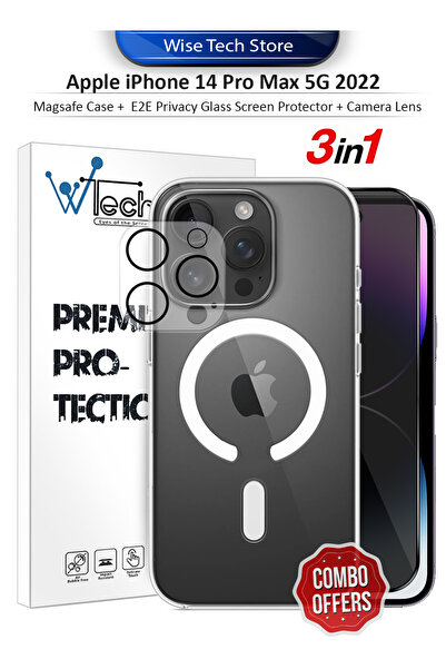 Wtech Apple iPhone 14 Pro Max 3in1 Magsafe Case Camera Lens Screen Protector ...