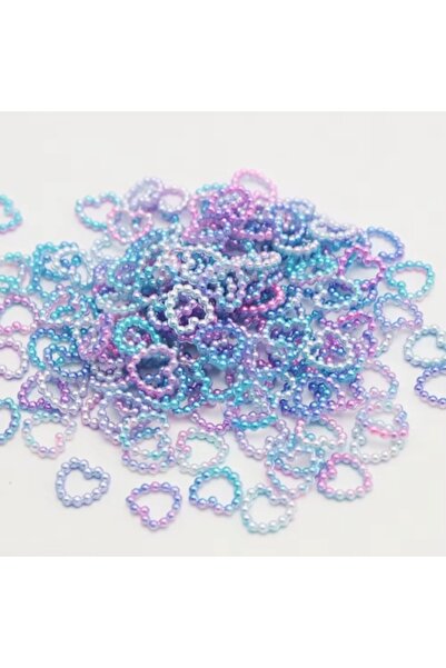 Pink Nails 3D Heart Set Blue Beads