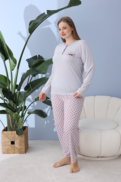 lindros Women'S, Bamboo, Front 3 Buttoned Oversized Pajama Set