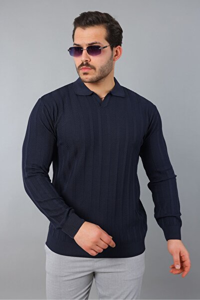 masso Men's Polo Neck Striped Knitwear