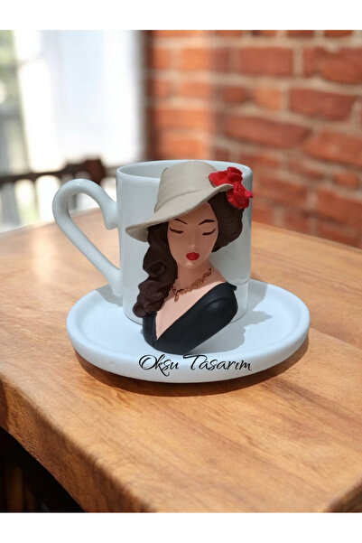 oksukokulutaş Girl in a Hat Turkish Coffee Cup