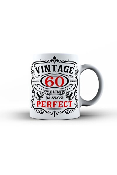 GIFTS4ALL Cană ceramică cu design vintage 60 ani – Sărbătorește vârsta cu sti...