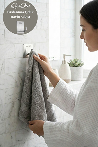 QesQin Paslanmaz Çelik Yapışkanlı Askılık - Delmesiz Vida Gerektirmeyen Banyo...