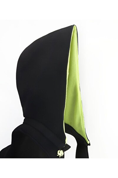 Morikukko Unisex-Adult Hooded Backpack Black Neon Yellow