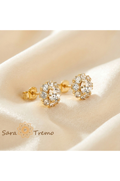 SaraTremo Diamond Star Earrings – 18K Gold Plated Stick Earrings