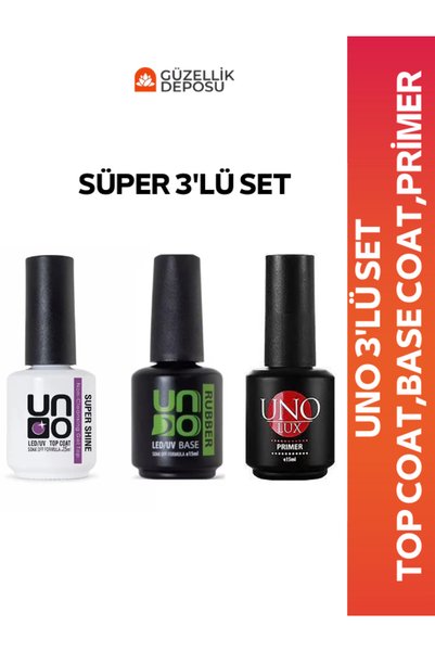 Güzellik Deposu Uno 3'lü Set Top Coat, Base Coat, Primer