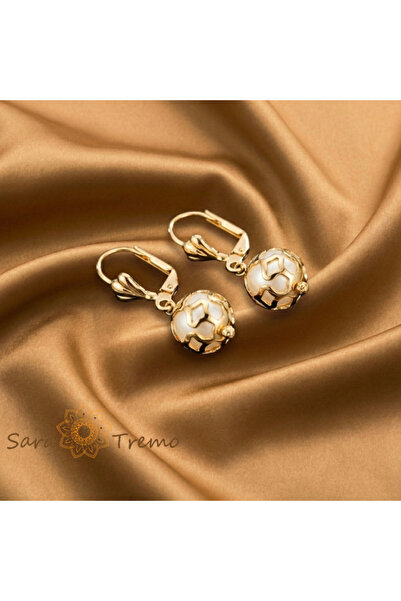 SaraTremo Cercei cu perle Serena – Cercei placați cu aur 18K, Brazilia, 2,5 cm