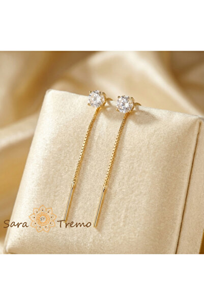 SaraTremo Lucky Thread Earrings – 18K Plated Thread Type Earrings from Brazil...