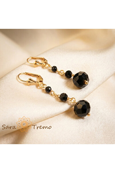 SaraTremo Royal Night Earrings – Long 18K Plated Earrings from Brazil, 5 cm