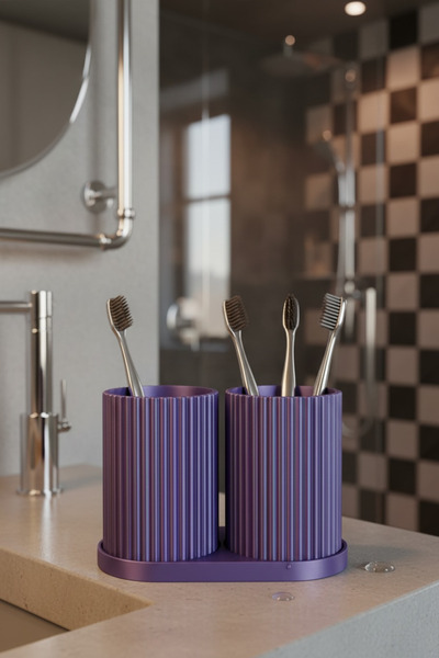 boz concept home Modern Tasarım Mor Diş Fırçalık ve Macunluk Standı. Dekorati...