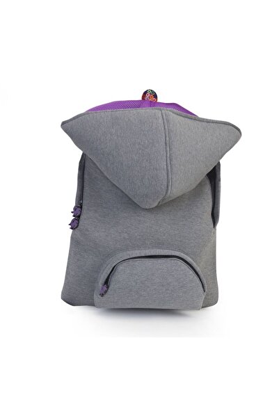 Morikukko Unisex-Adult Hooded Backpack Grey Purple