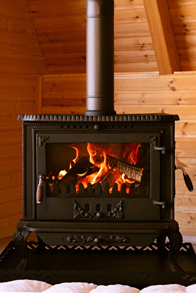 Samsun Soba Safir Döküm Soba - %100 Döküm, Ahşap Kulp, Yan Camlı Geniş Şömine...